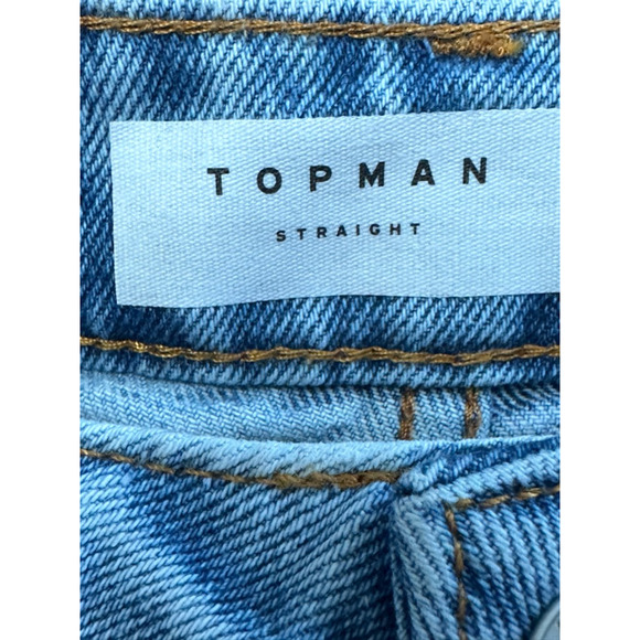 Topman Bermuda Shorts Cut Off Straight Frayed Hem Acid Wash Denim Blue W 28 NWOT - Picture 7 of 9